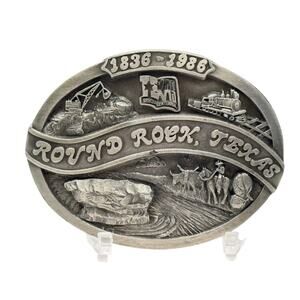 Bergamot Brass Works Round Rock Texas 1836-1986 Sesquicentennial Belt Buckle